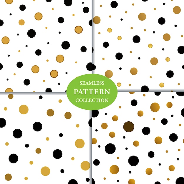 Schwarze und goldene Konfettipunkte nahtloses Muster Hintergrunddesign