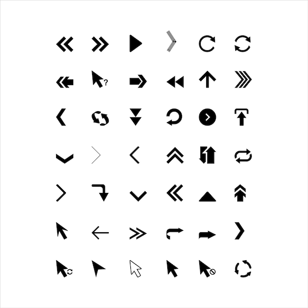 Schwarze Vektorpfeile-Sammlung Pfeil-Cursor Pfeil-Vektorsymbol Moderne einfache Pfeile-Sammlung