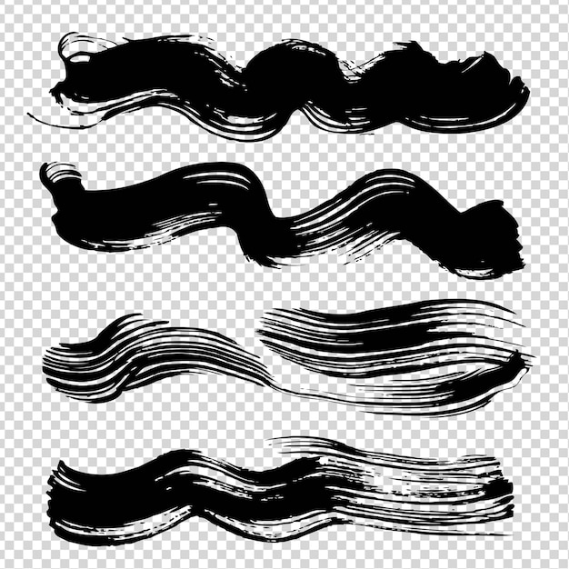 Schwarze wellenförmige abstrakte figurenstriche auf imitiertem transparentem hintergrund