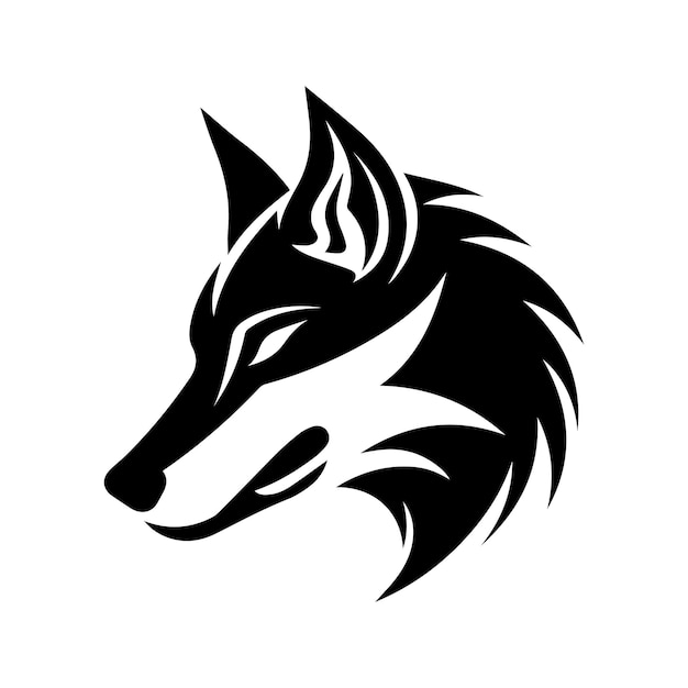 Schwarze Wolf-Illustration Wolf-Silhouette Skizze für Tätowierung Vektor-Wolfskopf-Silhouette-Wildtierlogo