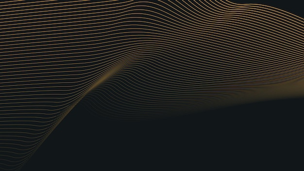 Schwarzer abstrakter Hintergrund mit goldenen kurvenförmigen Linien für den Hintergrund oder die Präsentation