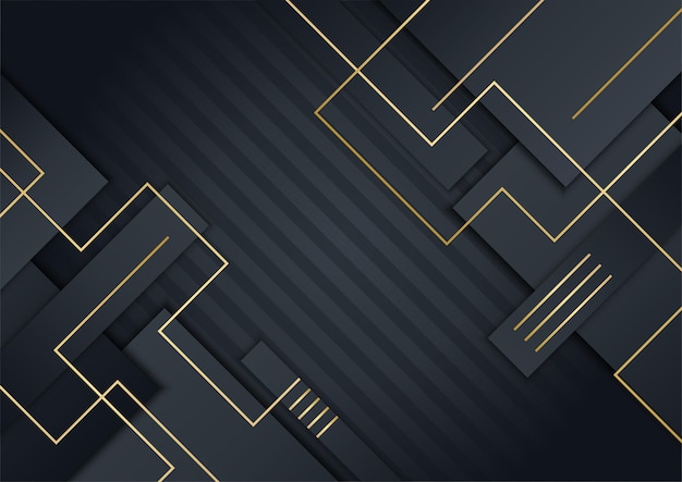 Schwarzer abstrakter Präsentationshintergrund. Schwarzer Goldhintergrund überlappt Dimension abstrakte geometrische moderne. Eleganter Marineschwarzgoldhintergrund mit Überlappungsschicht. Anzug für Business und Corporate