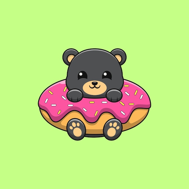 Schwarzer Bär mit Donuts