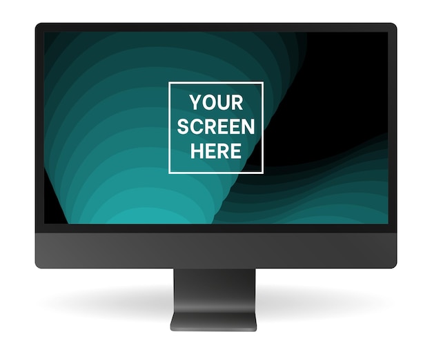 Schwarzer Computermonitor Anzeigemockup Grün und schwarzer moderner abstrakter Hintergrund