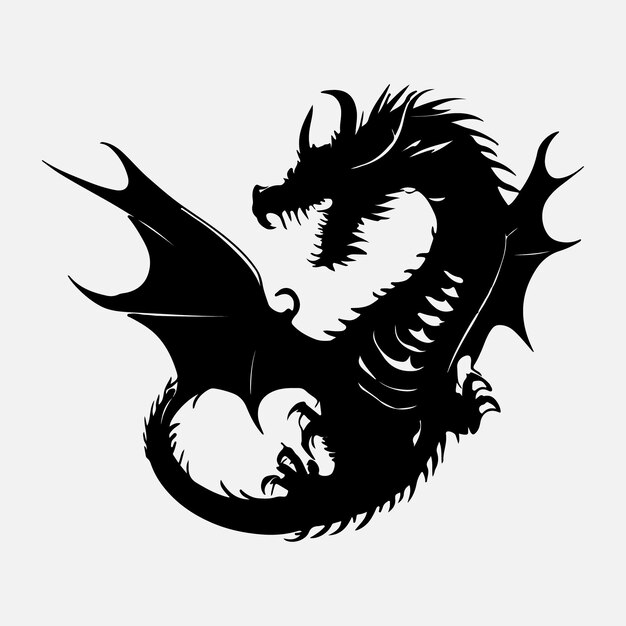 Vektor schwarzer drache-silhouette-vektordesign