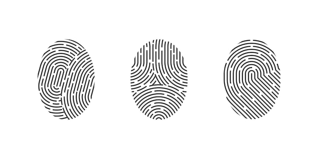 Schwarzer Fingerabdruck Daumen-Ikon auf weißem Hintergrund Minimalistischer Fingerabdruck-Design für Digital