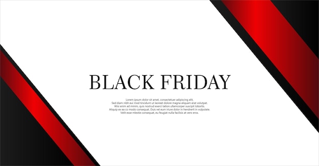 Schwarzer freitag-banner. modernes minimalistisches geometrisches design mit rotem und schwarzem rahmen.