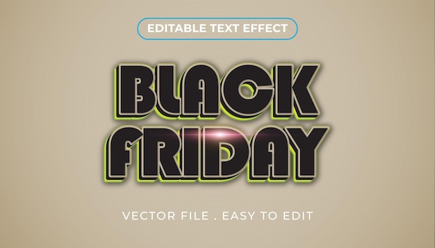 schwarzer Freitag Typografie Bearbeitbare Text-Effekt 3D Traditioneller Cartoon-Vorlage-Stil