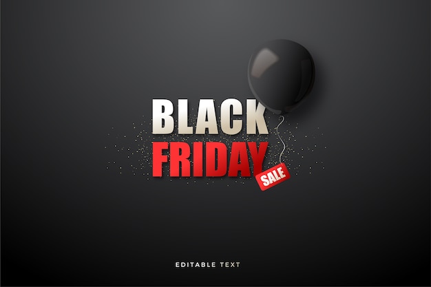 Schwarzer freitag-verkauf mit einfachem schreiben und schwarzen luftballons 3d.