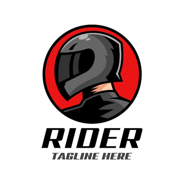 Vektor schwarzer helm biker logo design