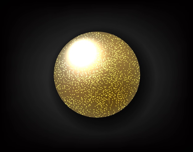 Schwarzer hintergrund und goldener glitzerball, vektorillustration.