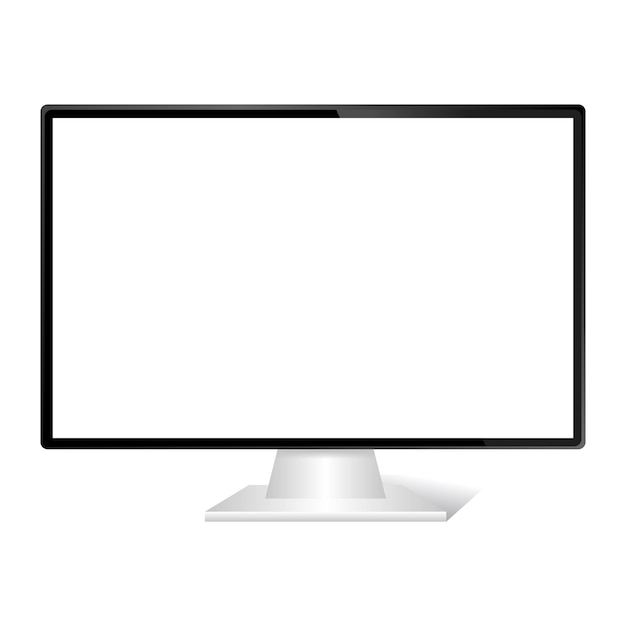 Schwarzer Monitor mit weißem Bildschirm Computermonitorkonzept isoliert auf weißem Hintergrund