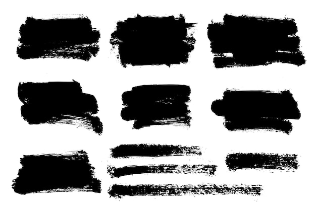 Schwarzer Pinselstreifen, Grunge, schwarzer Farbstreifen, Grafik-Element-Design mit In-Splatter