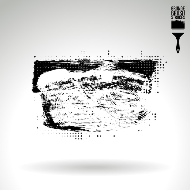 Schwarzer Pinselstrich und Textur. Abstraktes handgemaltes Element des Schmutzvektors.