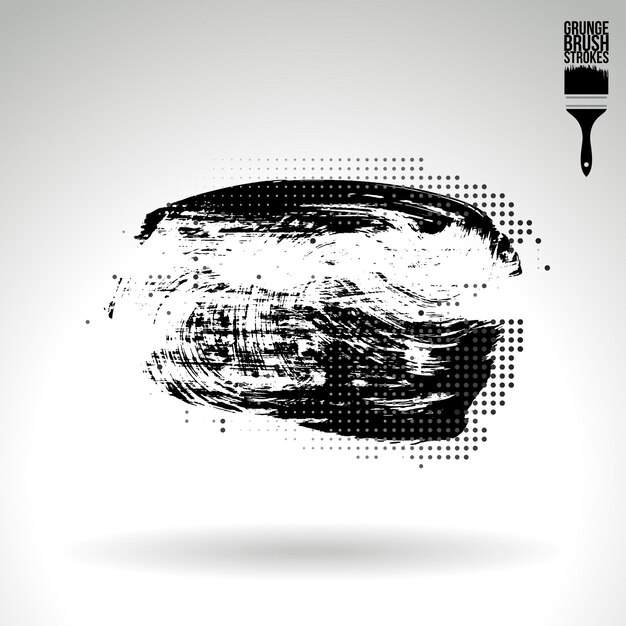 Schwarzer Pinselstrich und Textur. Abstraktes handgemaltes Element des Schmutzvektors.