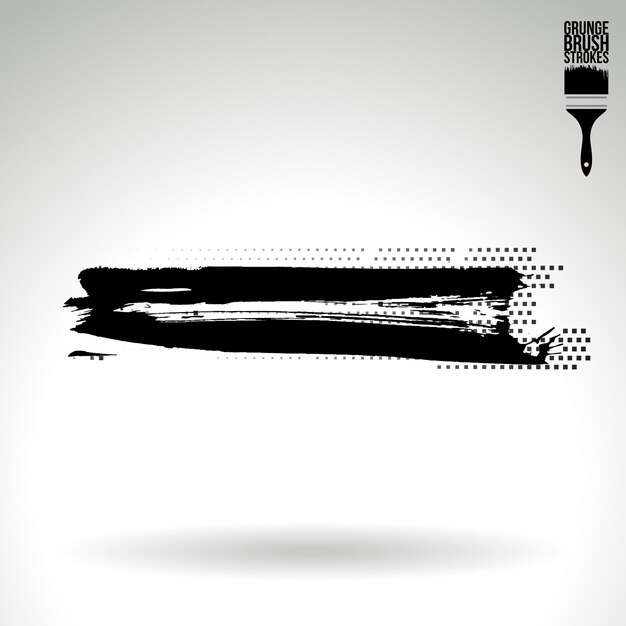 Schwarzer Pinselstrich und Textur. Abstraktes handgemaltes Grunge-Vektorelement