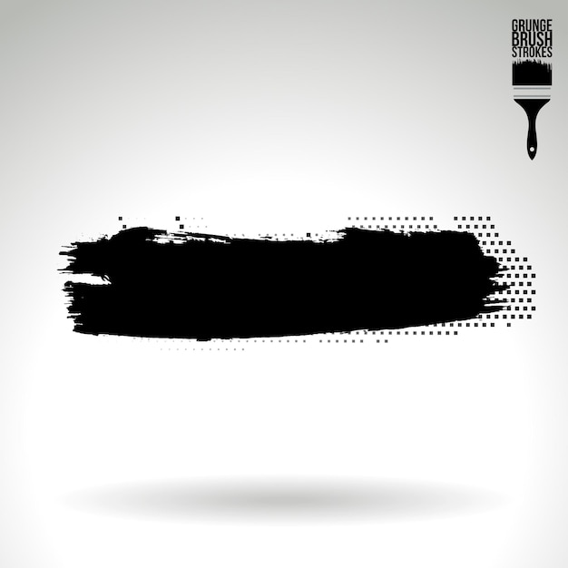 Schwarzer Pinselstrich und Textur. Abstraktes handgemaltes Grunge-Vektorelement
