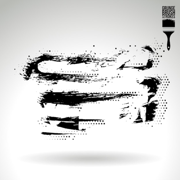 Schwarzer Pinselstrich und Textur. Abstraktes handgemaltes Grunge-Vektorelement