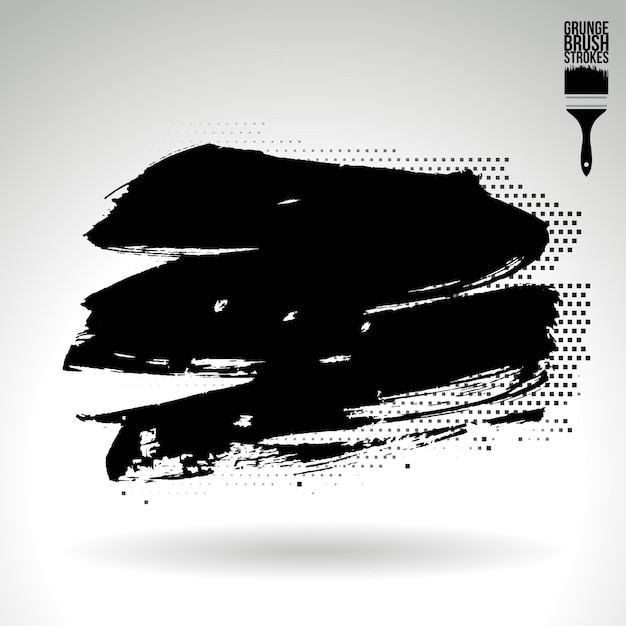 Schwarzer Pinselstrich und Textur. Abstraktes handgemaltes Grunge-Vektorelement