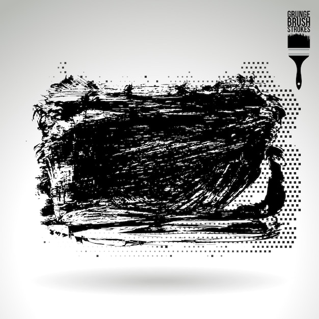 Schwarzer Pinselstrich und Textur. Abstraktes handgemaltes Grunge-Vektorelement
