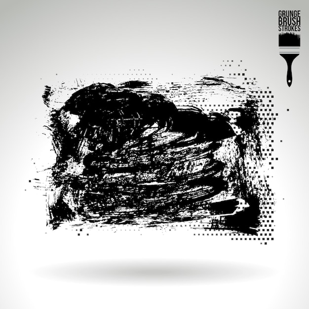 Schwarzer Pinselstrich und Textur. Abstraktes handgemaltes Grunge-Vektorelement