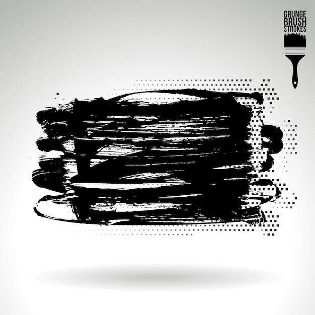 Schwarzer Pinselstrich und Textur. Abstraktes handgemaltes Grunge-Vektorelement
