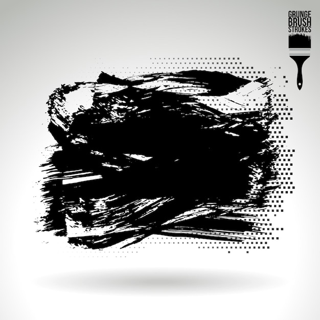 Schwarzer Pinselstrich und Textur. Abstraktes handgemaltes Grunge-Vektorelement