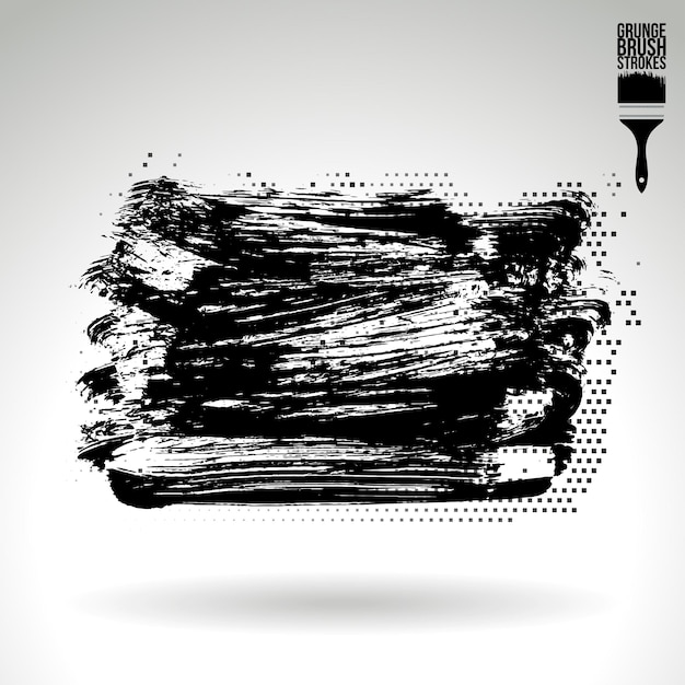 Schwarzer Pinselstrich und Textur. Abstraktes handgemaltes Grunge-Vektorelement
