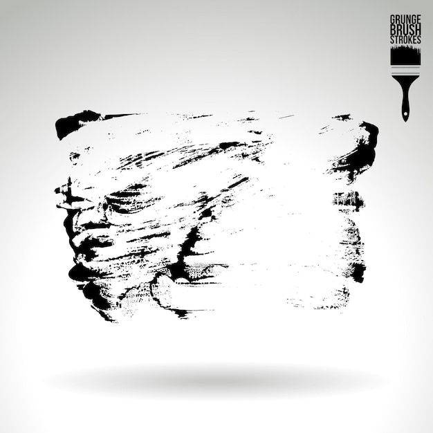 Schwarzer Pinselstrich und Textur. Abstraktes handgemaltes Grunge-Vektorelement