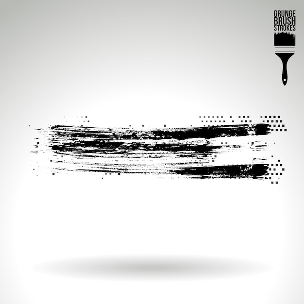 Schwarzer Pinselstrich und Textur. Abstraktes handgemaltes Grunge-Vektorelement