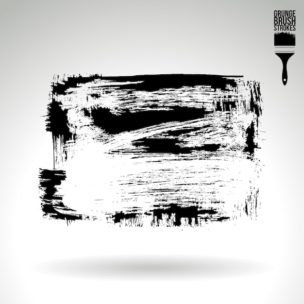 Schwarzer Pinselstrich und Textur. Abstraktes handgemaltes Grunge-Vektorelement