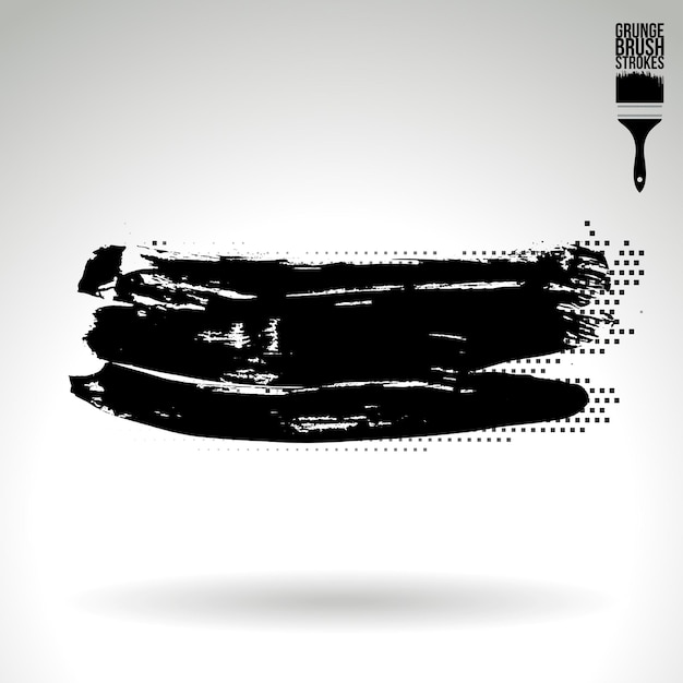 Schwarzer Pinselstrich und Textur. Abstraktes handgemaltes Grunge-Vektorelement