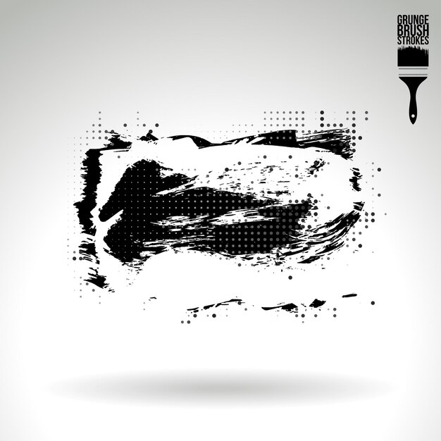 Schwarzer Pinselstrich und Textur. Abstraktes handgemaltes Grunge-Vektorelement