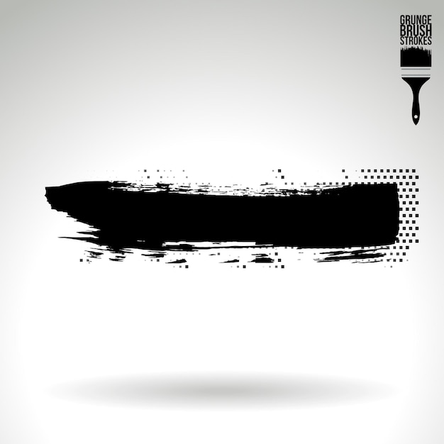Schwarzer Pinselstrich und Textur. Abstraktes handgemaltes Grunge-Vektorelement