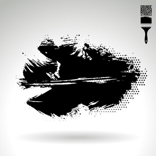 Schwarzer Pinselstrich und Textur Grunge Vektor abstraktes handgemaltes Element Unterstreichen und Rahmen