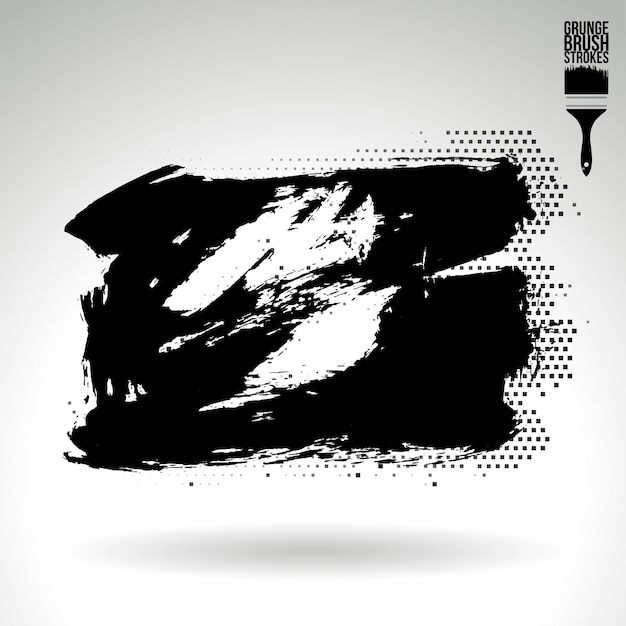 Schwarzer Pinselstrich und Textur Grunge Vektor abstraktes handgemaltes Element