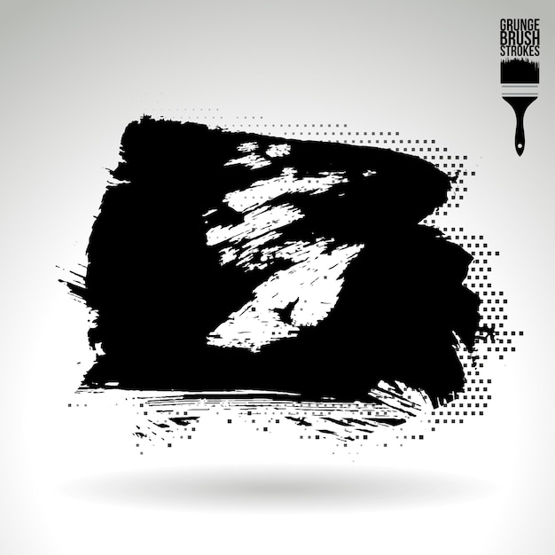 Schwarzer Pinselstrich und Textur Grunge Vektor abstraktes handgemaltes Element