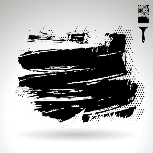 Schwarzer Pinselstrich und Textur Grunge Vektor abstraktes handgemaltes Element