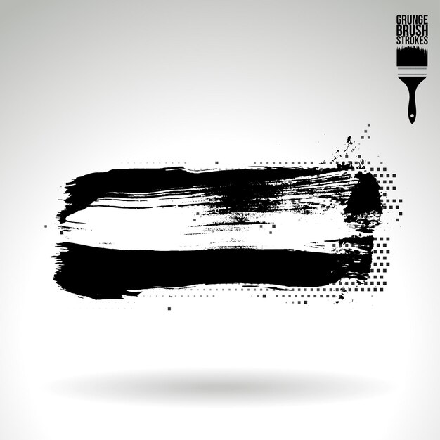 Schwarzer Pinselstrich und Textur Grunge Vektor abstraktes handgemaltes Element