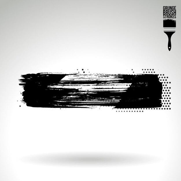 Schwarzer Pinselstrich und Textur Grunge Vektor abstraktes handgemaltes Element
