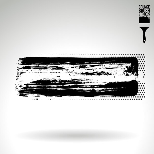 Schwarzer Pinselstrich und Textur Grunge Vektor abstraktes handgemaltes Element