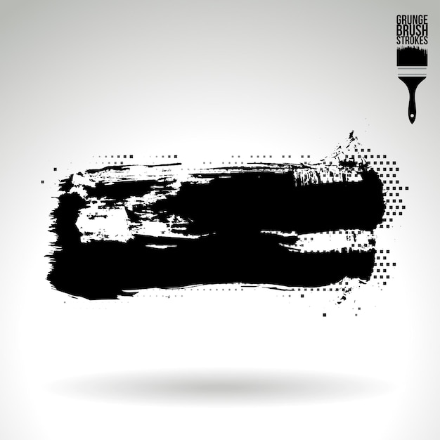 Schwarzer Pinselstrich und Textur Grunge Vektor abstraktes handgemaltes Element