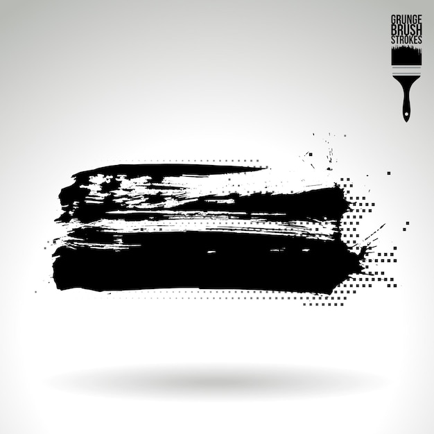 Schwarzer Pinselstrich und Textur Grunge Vektor abstraktes handgemaltes Element