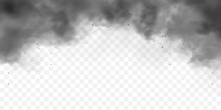 Vektor schwarzer realistischer rauch staubwolken schmutziger verschmutzer smog oder nebel mit schmutzpartikeln luftverschmutzung nebel