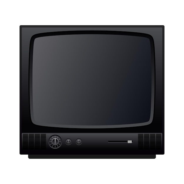 Schwarzer Retro-Fernseher mit Knöpfen und Knöpfen