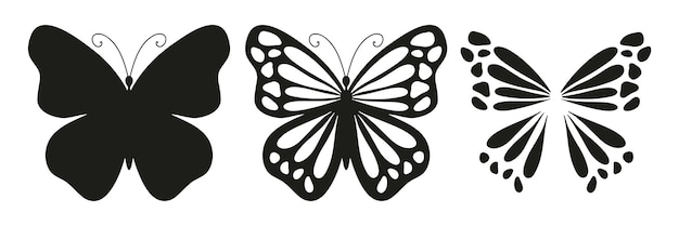 Schwarzer Schmetterling einfache Silhouette geschichtete Reihe von Illustrationen