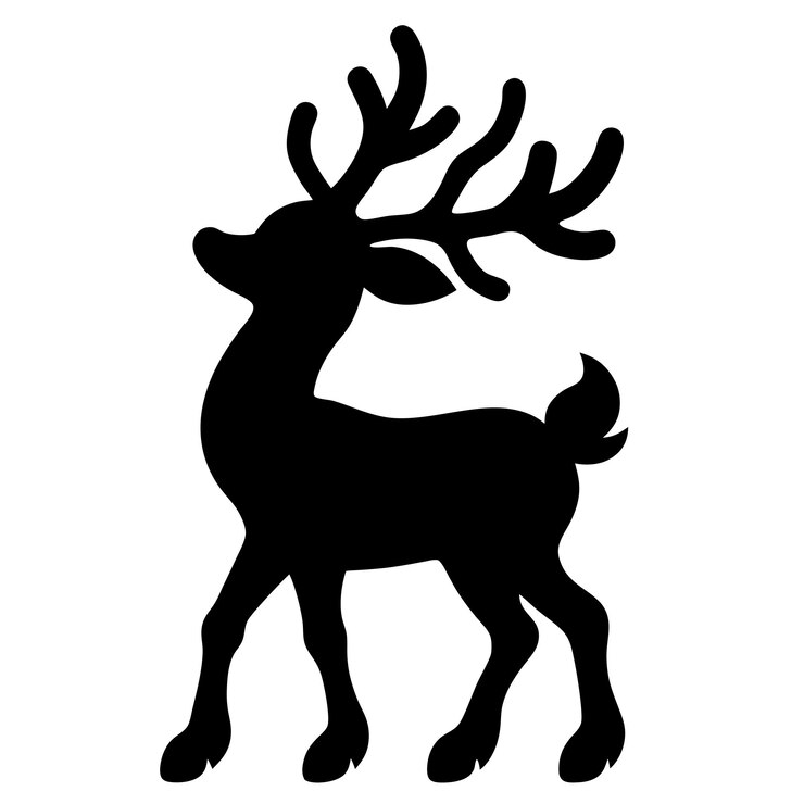 Vektor schwarzer silhouette hirsch mit geweißvektor auf einem isolierten weißen hintergrund