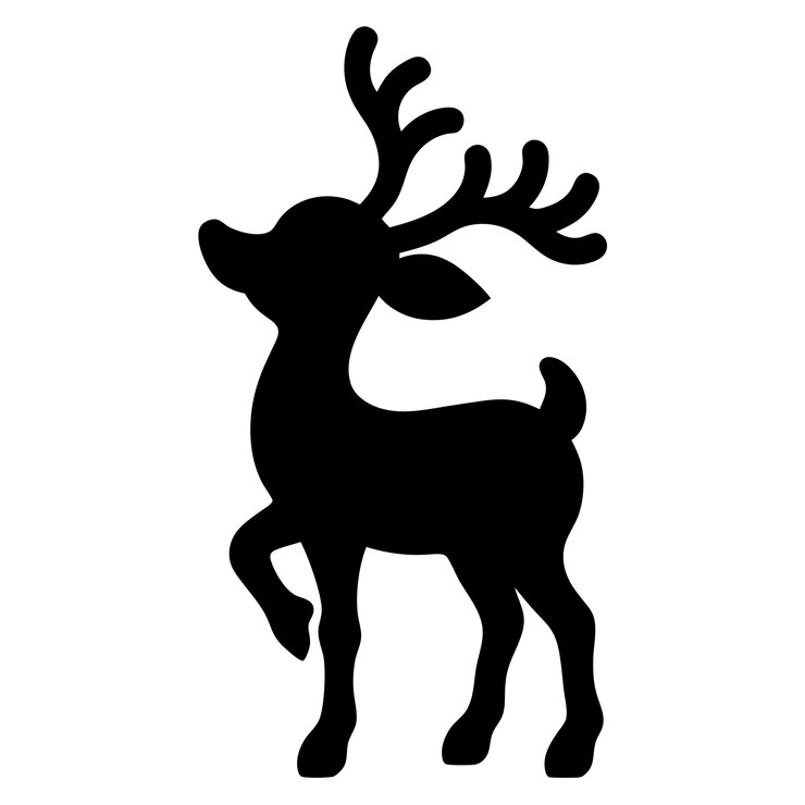 Vektor schwarzer silhouette hirsch mit geweißvektor auf einem isolierten weißen hintergrund