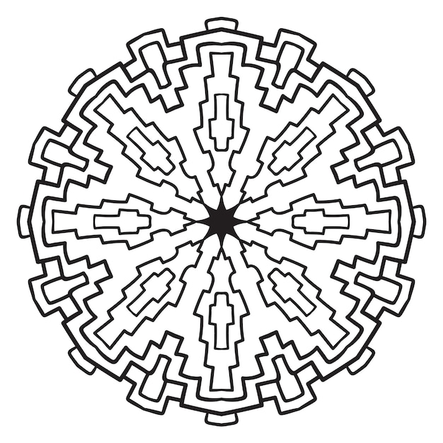 Vektor schwarzer umriss blumenmandala doodle rundes dekoratives element für malbuch isoliert