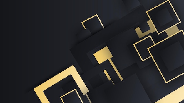 Schwarzer und golder abstrakter Hintergrund mit geometrischen Formen Geometrischer schwarzer und goldener Hintergrund